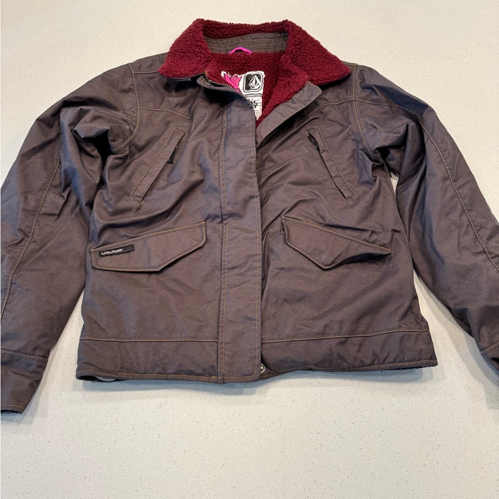 Volcom Red and Gray Transition Snowboard Jacket
